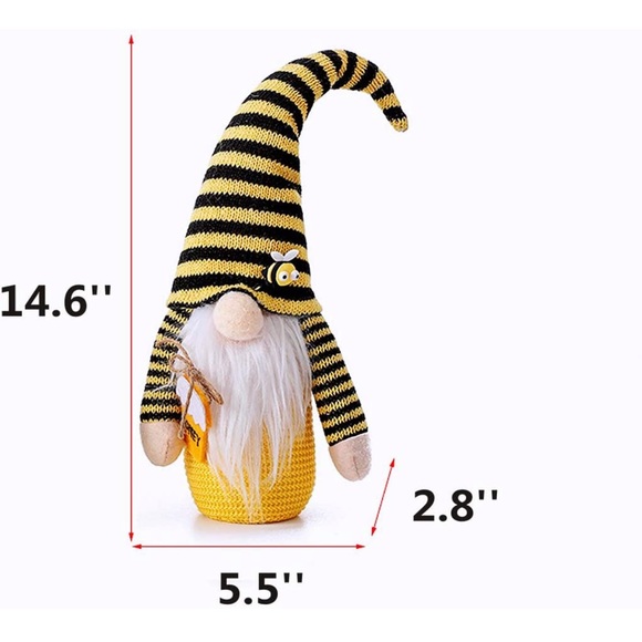 Bee Gnome Scandinavian Home Bee Decor Set of 2 for Farmhouse Kitchen Shelf - Picture 10 of 10